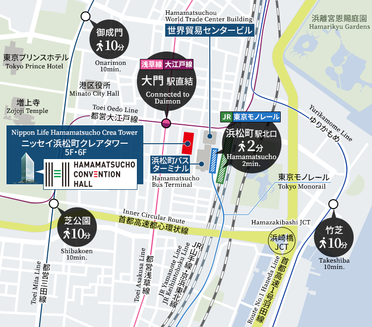 浜松町コンベンションホール & Hybrid スタジオの周辺地図
